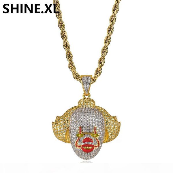 18k gold iced out хэллоуин клоун ожерелье micro асфальтовый кубический циркон мужчина хип-хоп ювелирные изделия, Silver
18k gold iced out хэллоуин клоун ожерелье micro асфальтовый кубический циркон мужчина хип-хоп ювелирные изделия, Silver