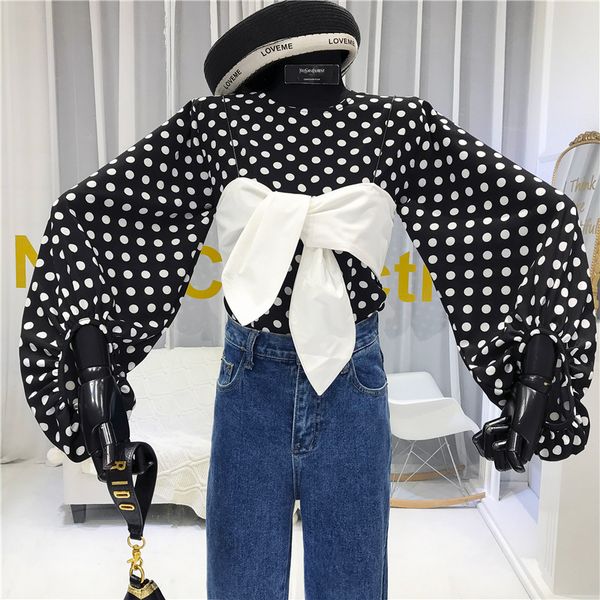 blusa manga comprida feminina designer young style prairie chic appliques polka dot lantern sleeve ladies women shirts, White
blusa manga comprida feminina designer young style prairie chic appliques polka dot lantern sleeve ladies women shirts, White