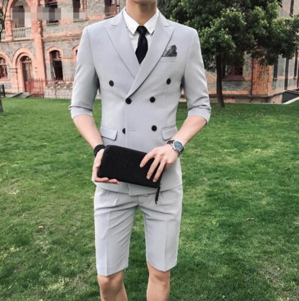grey tailor made men suits with short pants 2 piece(jacket+pant) wedding prom casual style slim groom tuxedos blazer, White;black
grey tailor made men suits with short pants 2 piece(jacket+pant) wedding prom casual style slim groom tuxedos blazer, White;black