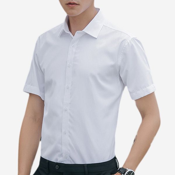 men's summer business men's solid color short-sleeved youth student shirt to work professional formal dress white shirt, White;black
men's summer business men's solid color short-sleeved youth student shirt to work professional formal dress white shirt, White;black