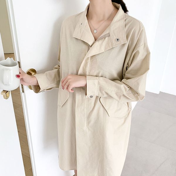 autumn 2019 windbreaker women temperament long trench solid color casual slim long-sleeved cotton overalls coat female, Tan;black
autumn 2019 windbreaker women temperament long trench solid color casual slim long-sleeved cotton overalls coat female, Tan;black