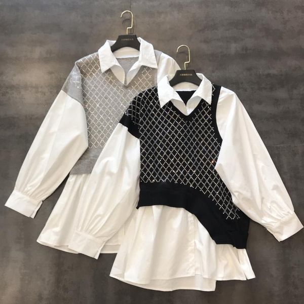 deat 2020 spring long sleeve turn down collar rhinestone parchwork blouse women mh481, White
deat 2020 spring long sleeve turn down collar rhinestone parchwork blouse women mh481, White