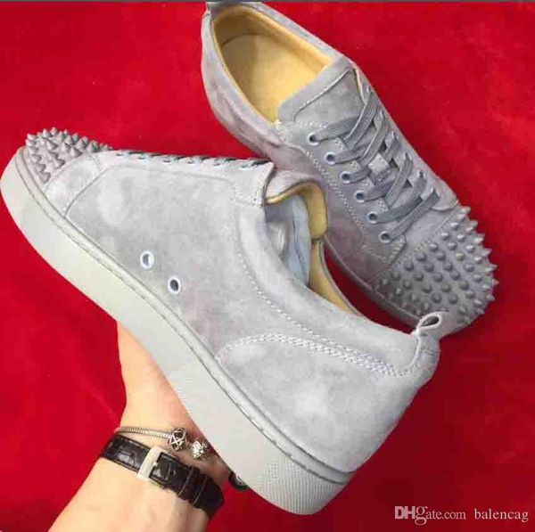 2019 grey suede studded men shoes red bottom sneaker junior spikes men's flat party dress wedding men 35-47sz, Black
2019 grey suede studded men shoes red bottom sneaker junior spikes men's flat party dress wedding men 35-47sz, Black