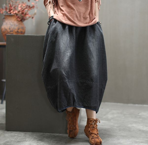 2020 spring summer skirt large size retro women elastic waist loose pocket vintage spliced casual all-match skirt, Black
2020 spring summer skirt large size retro women elastic waist loose pocket vintage spliced casual all-match skirt, Black
