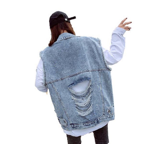 women's vests 2021 summer back hollow denim vest women waistcoat loose sleeveless jacket vintage ripped hole jeans streetwear g097, Black;white
women's vests 2021 summer back hollow denim vest women waistcoat loose sleeveless jacket vintage ripped hole jeans streetwear g097, Black;white