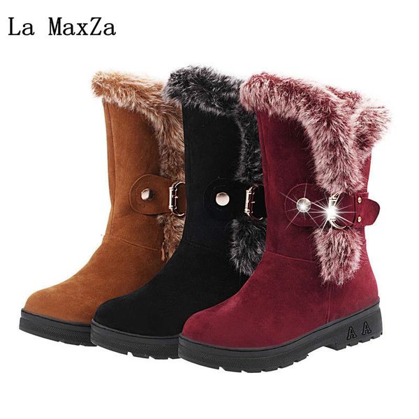 la maxza women boots winter fur natural hair snow boots female warm flat mid suede leather ladies plush casual short boot, Black
la maxza women boots winter fur natural hair snow boots female warm flat mid suede leather ladies plush casual short boot, Black