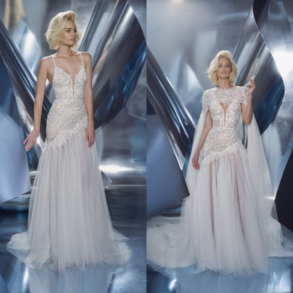 2019 mermaid white wedding dresses with cape spaghetti sleeveless formal bridal gowns illusion lace wedding dress custom made
2019 mermaid white wedding dresses with cape spaghetti sleeveless formal bridal gowns illusion lace wedding dress custom made