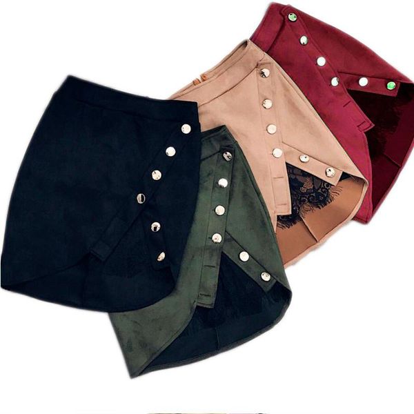 2019 summer women ladies high waist pencil skirts button lace patchwork leather mini skirt slit solid color short skirts, Black
2019 summer women ladies high waist pencil skirts button lace patchwork leather mini skirt slit solid color short skirts, Black