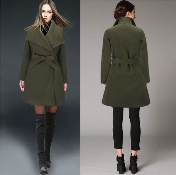 european and american woolen coat slim long woolen coat belt women's lapel autumn winter women's wool & blends, Black
european and american woolen coat slim long woolen coat belt women's lapel autumn winter women's wool & blends, Black