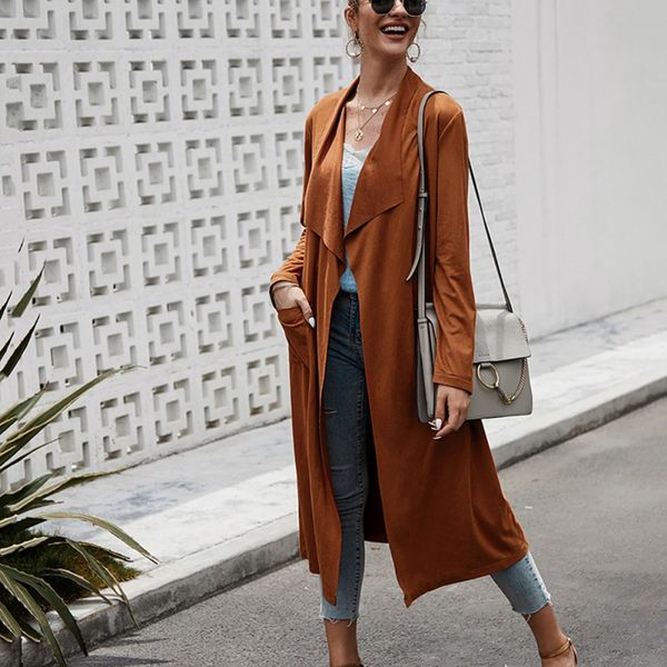 autumn winter women long trench thin lapels solid color long sleeve cardigan windproof coat dropshipping, Tan;black
autumn winter women long trench thin lapels solid color long sleeve cardigan windproof coat dropshipping, Tan;black