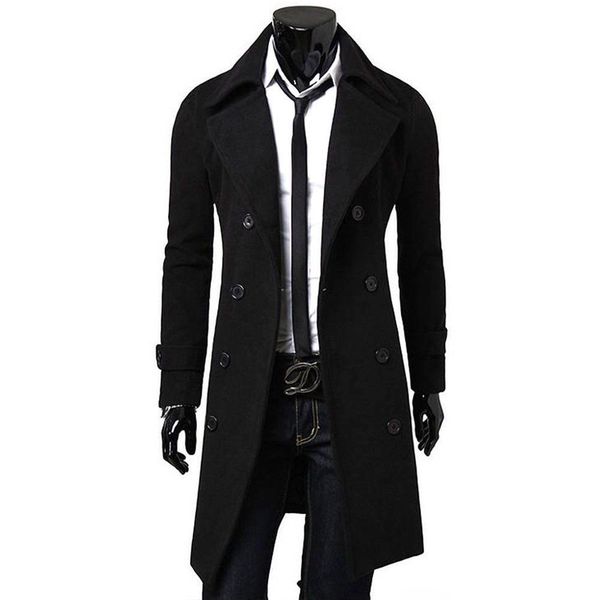 2019 new style fashion solid button men solid double slim blend warmer winter long coat overcoat, Black
2019 new style fashion solid button men solid double slim blend warmer winter long coat overcoat, Black