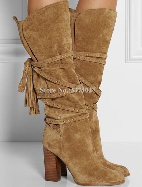 new beige suede chunky heel long boots women cross ropes tassels knee high boots lady fashion knight dropship, Black
new beige suede chunky heel long boots women cross ropes tassels knee high boots lady fashion knight dropship, Black