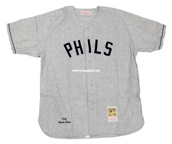 chuck klein philadelphia #3 mitchell & ness retro 1942 jersey, Gray 
chuck klein philadelphia #3 mitchell & ness retro 1942 jersey, Gray