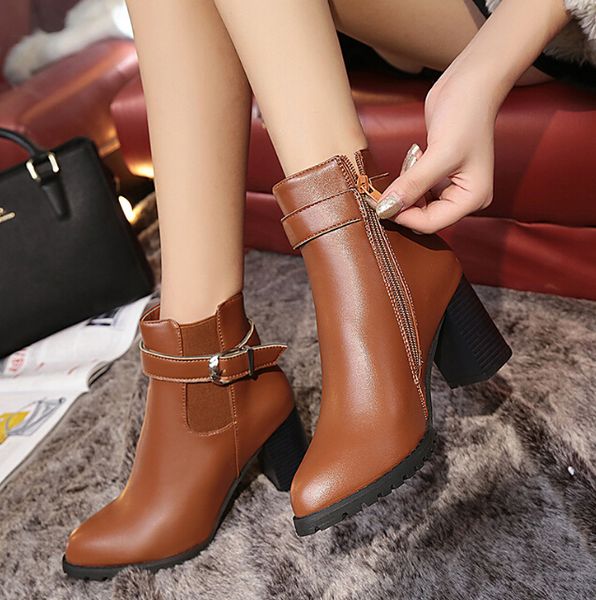 2019 new short boots female europe and the united states pointed thick with belt buckle thick end short tube waterproof platform foreign tra, Black
2019 new short boots female europe and the united states pointed thick with belt buckle thick end short tube waterproof platform foreign tra, Black