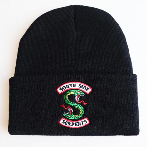 

2019 new beanies riverdale south side men women serpents cosplay hats skullies cap winter knitted embroidery hats sale