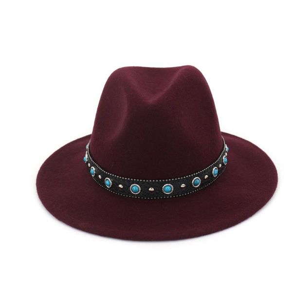 2020 men women wool fedora hat with punk belt wide brim hat winter outdoor, Blue;gray
2020 men women wool fedora hat with punk belt wide brim hat winter outdoor, Blue;gray