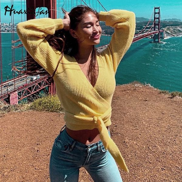 huaxiafan sweater women knitted solid crop sweatesr v neck pullovers wrap long sleeve female pullovers autumn winter, White;black
huaxiafan sweater women knitted solid crop sweatesr v neck pullovers wrap long sleeve female pullovers autumn winter, White;black