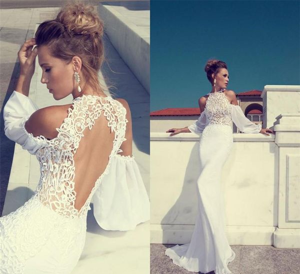 long sleeves mermaid bridal wedding gowns julie vino lace beach fitted dress sweep train robe de marriage, White
long sleeves mermaid bridal wedding gowns julie vino lace beach fitted dress sweep train robe de marriage, White