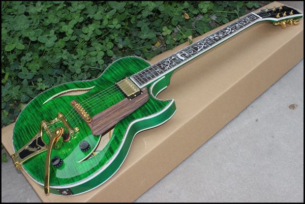 Factory cu tom direct ale of new beautiful jazz hollow body electric guitar green with flower vine inlay color guitar ice tripod cu tom
Factory cu tom direct ale of new beautiful jazz hollow body electric guitar green with flower vine inlay color guitar ice tripod cu tom