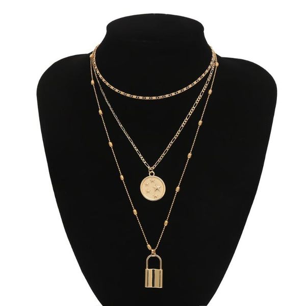 new punk multi layer lock choker necklace collar statement padlock carved coin star pendant necklaces for women jewelry, Silver
new punk multi layer lock choker necklace collar statement padlock carved coin star pendant necklaces for women jewelry, Silver