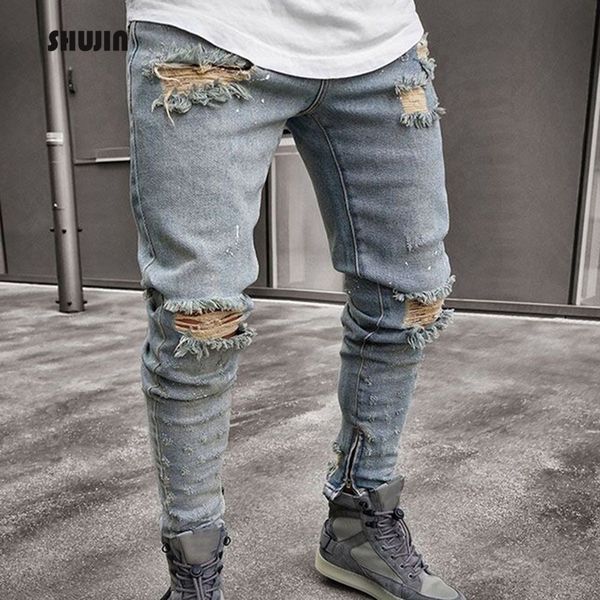 loozykit 2019 mens street style ripped hole jeans skinny denim pants stretch slim fit pencil pants homme jogger trousers, Blue
loozykit 2019 mens street style ripped hole jeans skinny denim pants stretch slim fit pencil pants homme jogger trousers, Blue