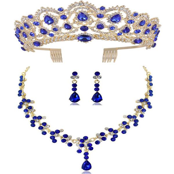 diezi new red green blue crown and necklace earring jewelry set tiara rhinestone wedding bridal jewelry sets accessories, Silver
diezi new red green blue crown and necklace earring jewelry set tiara rhinestone wedding bridal jewelry sets accessories, Silver