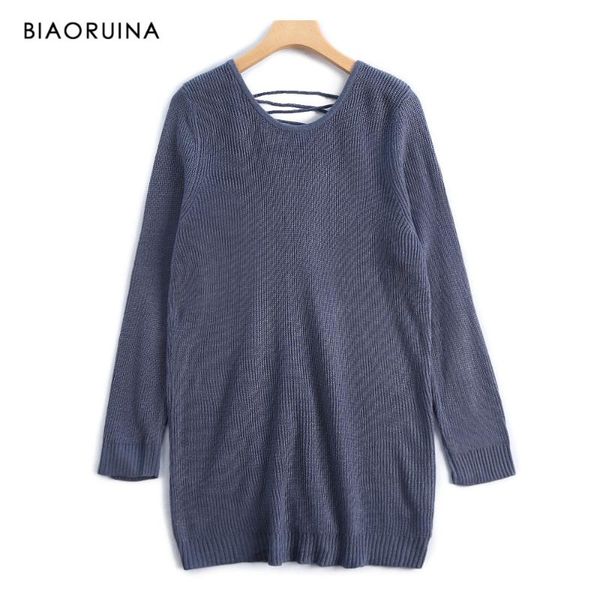 biaoruina women's back criss-cross bandage o-neck long sweater female casual long-sleeved knitted pullover, White;black
biaoruina women's back criss-cross bandage o-neck long sweater female casual long-sleeved knitted pullover, White;black