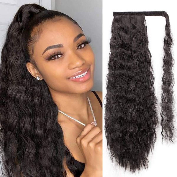 160g long corn wet wave ponytail extension malaysian virgin hair wavy human hairpiece 20inch wrap around corn ponytail, Black
160g long corn wet wave ponytail extension malaysian virgin hair wavy human hairpiece 20inch wrap around corn ponytail, Black