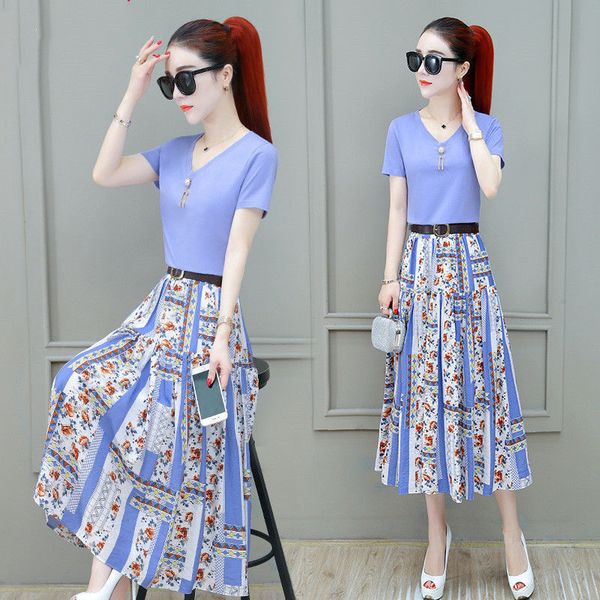 women summer clothing set 2020 new fashion v-neck short sleeve two pieces suit 100% t-shirt & chiffon skirt set high quality, White
women summer clothing set 2020 new fashion v-neck short sleeve two pieces suit 100% t-shirt & chiffon skirt set high quality, White