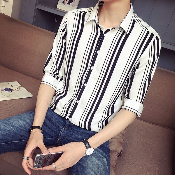 mens dress stripe shirt men 2020 half sleeve slim fit men summer shirts chemise homme mens dress shirts, White;black
mens dress stripe shirt men 2020 half sleeve slim fit men summer shirts chemise homme mens dress shirts, White;black