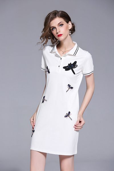 2020 new summer women t shirt womens embroidery polo shirt trim nail skirt dress bran luxary women cotton casual short seelve dress, Black;gray
2020 new summer women t shirt womens embroidery polo shirt trim nail skirt dress bran luxary women cotton casual short seelve dress, Black;gray