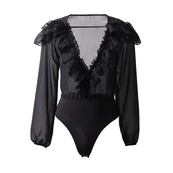 new long-sleeved playsuits skinny ruffles v-neck solid chiffon no belt jumpsuit autumn and winter women's clothing, Black;white
new long-sleeved playsuits skinny ruffles v-neck solid chiffon no belt jumpsuit autumn and winter women's clothing, Black;white