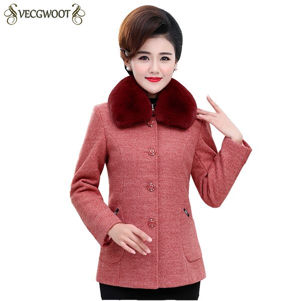 women woolen jacket short 2018 fashion winter new slim warm fur collar females coat middle-age mother's outerwear big size pr594, Black
women woolen jacket short 2018 fashion winter new slim warm fur collar females coat middle-age mother's outerwear big size pr594, Black