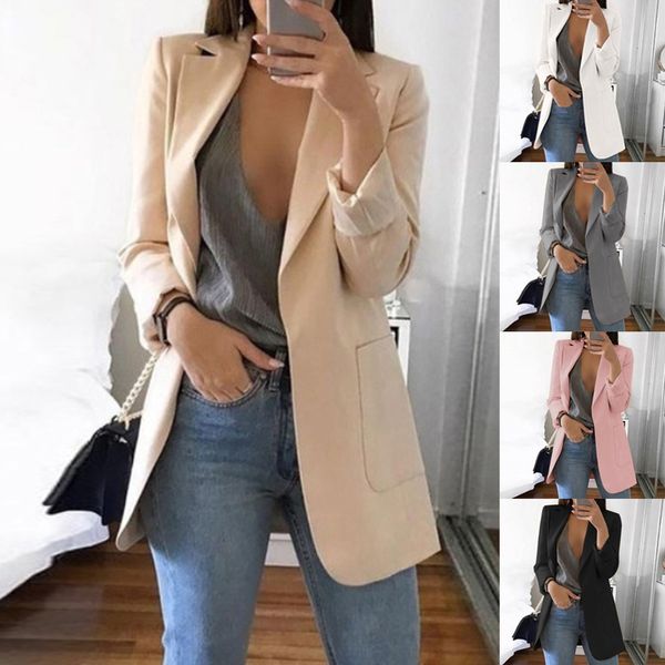 2019 women long sleeve casual office lady cardigan solid long blazer suit jacket coat, White;black
2019 women long sleeve casual office lady cardigan solid long blazer suit jacket coat, White;black
