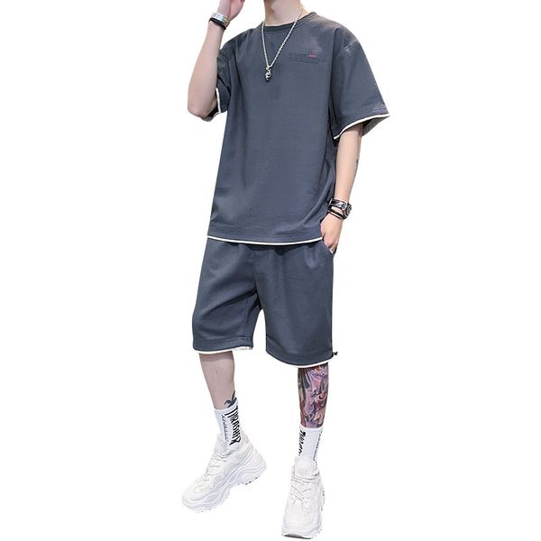 2020 men's summer fashion short-sleeved sport suit sport running two-piece suit loose casual solid fitness, White;black
2020 men's summer fashion short-sleeved sport suit sport running two-piece suit loose casual solid fitness, White;black