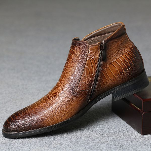 2019 men crocodile pattern leather boots spring waterproof ankle boots outdoor working casual leather shoes, Black
2019 men crocodile pattern leather boots spring waterproof ankle boots outdoor working casual leather shoes, Black