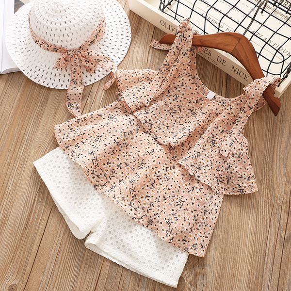2019 kids girls summer harness printing vest+ hollow white shorts+hat 3pcs kid clothes y190522
2019 kids girls summer harness printing vest+ hollow white shorts+hat 3pcs kid clothes y190522