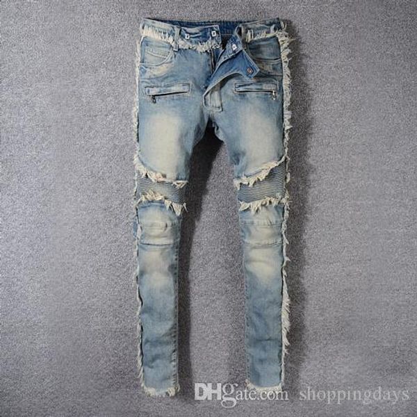 skinny mens designer jeans distressed skim ripped slim denim motorcycle biker big hole hip hop jeans, Blue
skinny mens designer jeans distressed skim ripped slim denim motorcycle biker big hole hip hop jeans, Blue