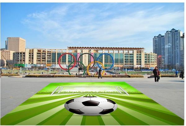 green soccer field stadium square painting 3d bathroom wallpaper waterproof