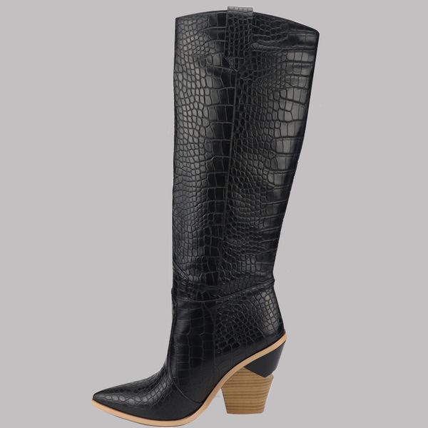 size 33-46 2019 brand women's knee high boots thick high hels autumn winter boots fashion microfiber leather ladies knee boots, Black
size 33-46 2019 brand women's knee high boots thick high hels autumn winter boots fashion microfiber leather ladies knee boots, Black