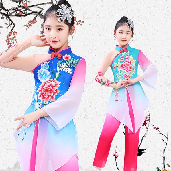 children's classical dance hanfu yangko dance costume new style girl fan performance clothing, Black;red
children's classical dance hanfu yangko dance costume new style girl fan performance clothing, Black;red