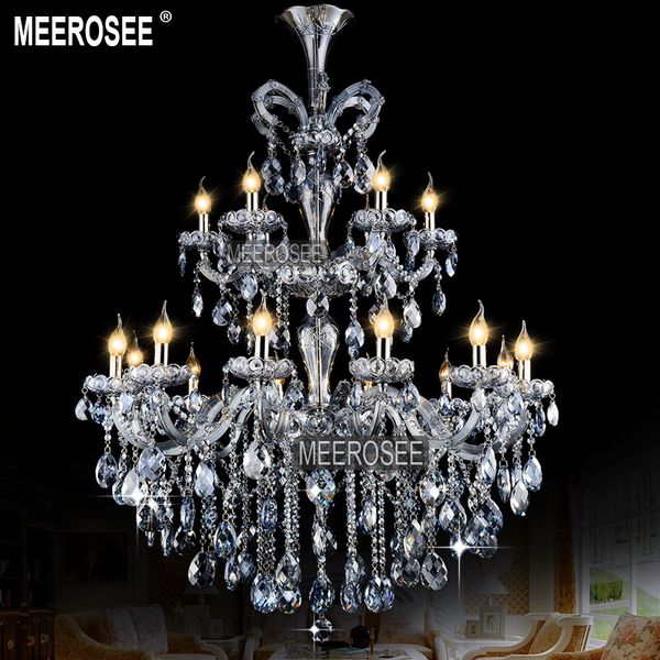 Luxurious Pendant Light Blue Maria Theresa Large Crystal Chandelier Light Crystal Hanging Lamp Fitting Lustres Pendentes 18 Lamps