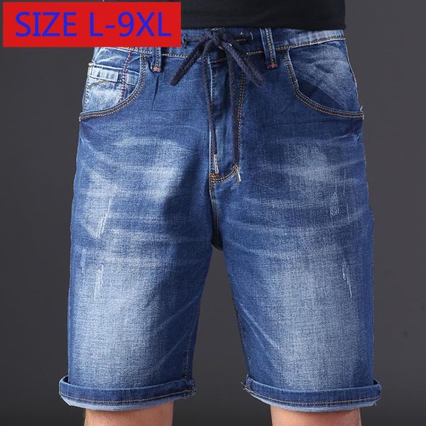 new summer casual micro elastic drawstring straight tube men jeans loose knee length short plus size lxl2xl3xl4xl5xl6xl7xl8xl9xl, Blue 
new summer casual micro elastic drawstring straight tube men jeans loose knee length short plus size lxl2xl3xl4xl5xl6xl7xl8xl9xl, Blue