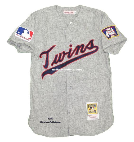 harmon killebrew minnesota #3 mitchell & ness auth 1969 jersey - gray, Black;blue