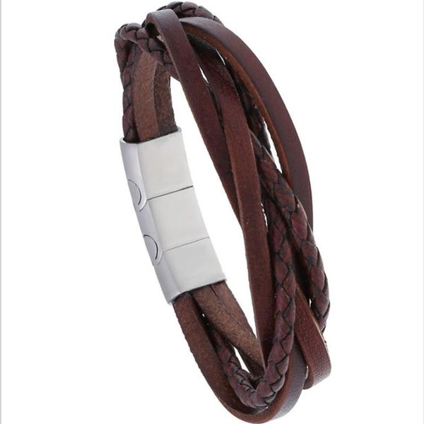 fashion men casual wristbands brown stainless steel bracelet adjustable magnetic clasp vintage leather women bangle punk jewelry, Golden;silver
fashion men casual wristbands brown stainless steel bracelet adjustable magnetic clasp vintage leather women bangle punk jewelry, Golden;silver