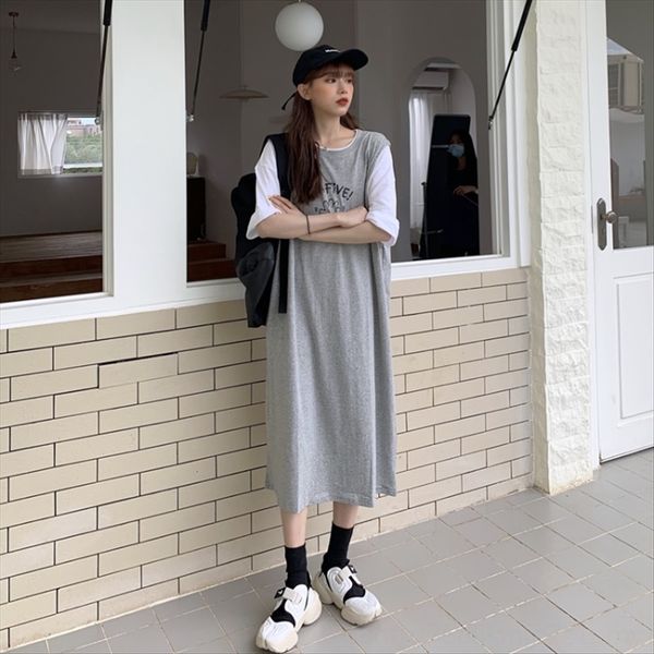 loose t-shirt long skirt chic long stylestyle slim contrast color fake two-piece short-sleeved t-shirt female, White
loose t-shirt long skirt chic long stylestyle slim contrast color fake two-piece short-sleeved t-shirt female, White