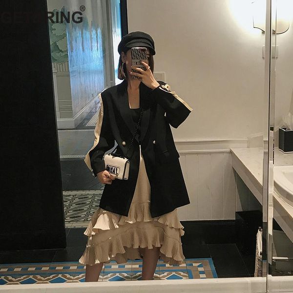 getsring women blazer chiffon sleeve long blazer jacket single button womens blazers long sleeve loose jackets spring 2019, White;black
getsring women blazer chiffon sleeve long blazer jacket single button womens blazers long sleeve loose jackets spring 2019, White;black