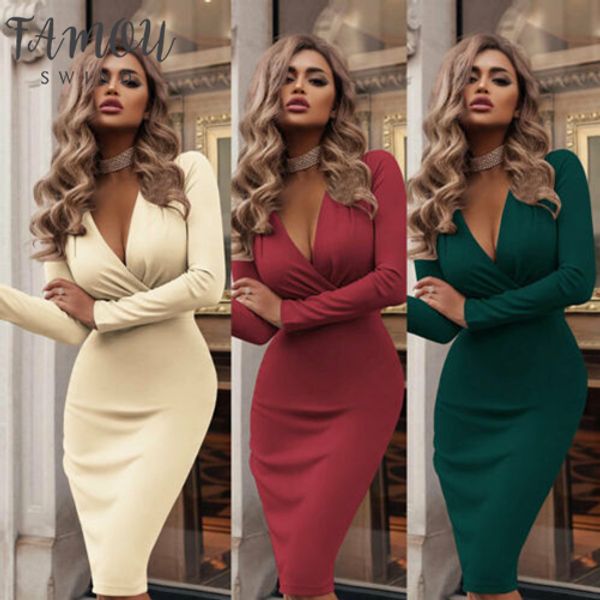 women summer long sleeve v neck bandage bodycon evening party dress high waist solid pencil dresses, Black;gray
women summer long sleeve v neck bandage bodycon evening party dress high waist solid pencil dresses, Black;gray