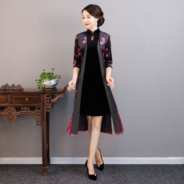 осень новые женщины 2шт qipao костюм бархат cheongsam винтаж китайский стиль леди платье мандарин воротник длинные vestidos плюс размер 3xl, Red
осень новые женщины 2шт qipao костюм бархат cheongsam винтаж китайский стиль леди платье мандарин воротник длинные vestidos плюс размер 3xl, Red