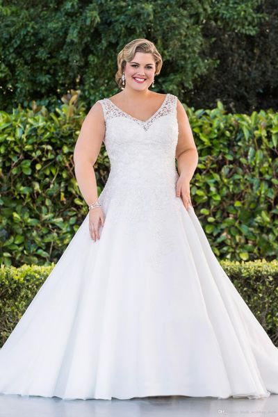 sheer plus size a line lace wedding dresses v neck new elegant long princess bridal gowns appliques bandage stunning dh393, White
sheer plus size a line lace wedding dresses v neck new elegant long princess bridal gowns appliques bandage stunning dh393, White